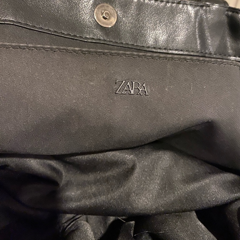 ZARA Black Faux Leather Tote Bag Large Shoulder  Carryall Shopper Travel  $69 - Picture 13 of 16